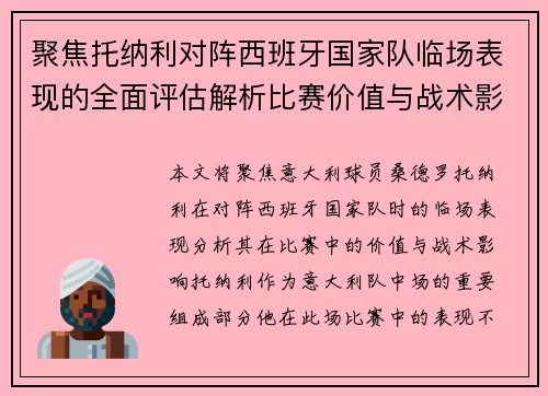 聚焦托纳利对阵西班牙国家队临场表现的全面评估解析比赛价值与战术影响
